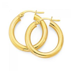 9ct+Gold+3x15mm+Polished+Hoop+Earrings