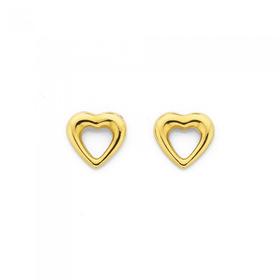 9ct-Gold-Open-Heart-Stud-Earrings on sale