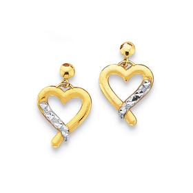 9ct-Two-Tone-Open-Heart-Drop-Earrings on sale