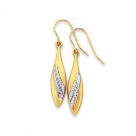 9ct+Gold+Two+Tone+Pointed+Drop+Earrings