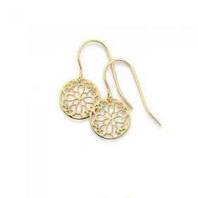 9ct-Filigree-Flower-Disc-Drop-Earrings on sale