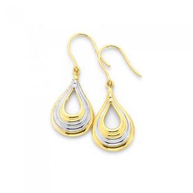 9ct-Two-Tone-Ridged-Lantern-Drop-Earrings on sale