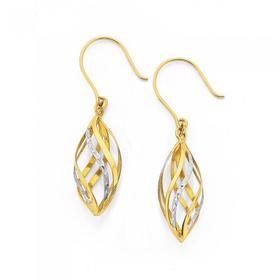 9ct-Two-Tone-Pointed-Drop-Earrings on sale