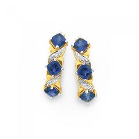 9ct-Created-Sapphire-Diamond-Huggie-Earrings on sale