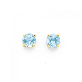 9ct-Gold-5mm-Blue-Topaz-Stud-Earrings on sale