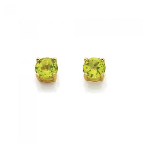 9ct+Gold+Peridot+5mm+Studs