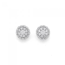 9ct-Diamond-Cluster-Stud-Earrings on sale