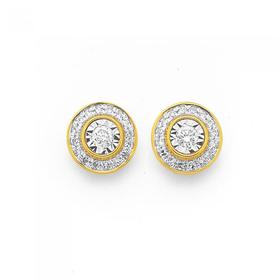 9ct-Diamond-Round-Framed-Stud-Earrings-TDW15ct on sale