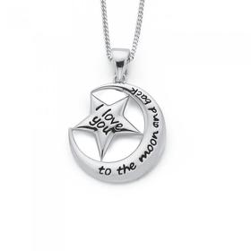 Silver-Moon-and-Star-Message-Pendant on sale