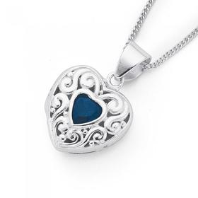 Silver-Synthetic-Sapphire-heart-Locket on sale