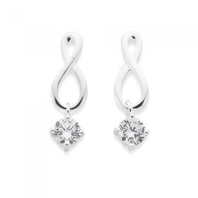 Sterling-Silver-Cubic-Zirconia-Infinity-Drop-Earrings on sale