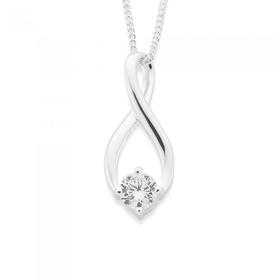 Sterling-Silver-Cubic-Zirconia-Infinity-Drop-Pendant on sale