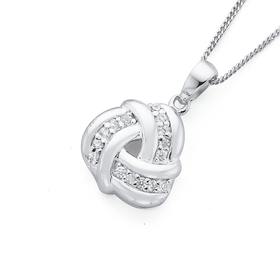 Sterling-Silver-Cubic-Zirconia-Open-Knot-Pendant on sale