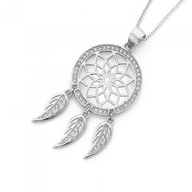 Sterling-Silver-Cubic-Zirconia-Dreamcatcher-Pendant on sale