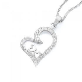 Silver-Cubic-Zirconia-Heart-Pendant on sale