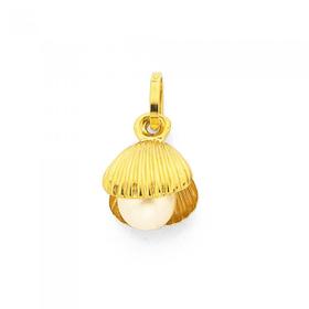 9ct+Gold+Shell+with+Pearl+Charm