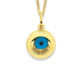 9ct+Round+Blue+Evil+Eye+Pendant