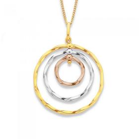 9ct-Three-Tone-Triple-Rings-Pendant on sale