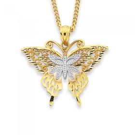 9ct-Gold-Two-Tone-Butterfly-Pendant on sale
