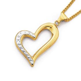 9ct-Gold-Two-Tone-Diamond-Cut-Heart-Pendant on sale