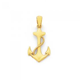 9ct+Gold+Anchor+with+Rope+Pendant