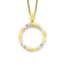 9ct-Two-Tone-Ribbon-Twist-Ring-Pendant on sale