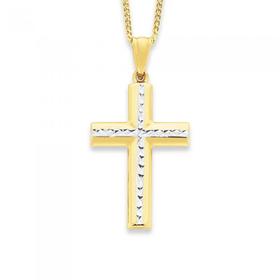 9ct-Two-Tone-30mm-Cross-Pendant on sale