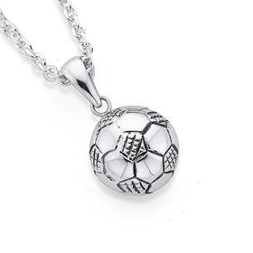 Silver-Large-Oxidised-Soccer-Ball-Pendant on sale