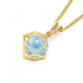 9ct+Gold+Blue+Topaz+Prism+Pendant