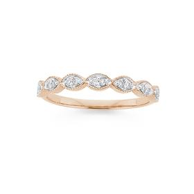 9ct+Rose+Gold+Diamond+7x+Oval+Bar+Ring