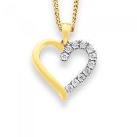 9ct+Gold+Diamond+Open+Heart+Pendant