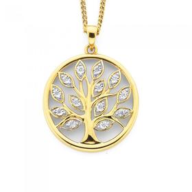 9ct+Gold+Diamond+Tree+of+Life+Pendant