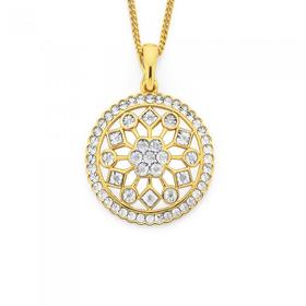 9ct-Diamond-Fancy-Circle-Pendant on sale