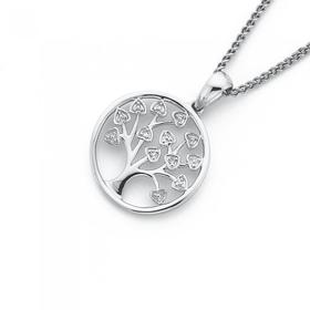 9ct-White-Gold-Diamond-Tree-of-Life-in-Circle-Pendant on sale