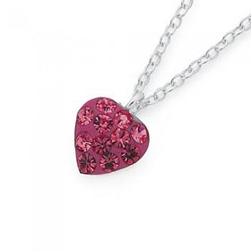 Silver-Pink-Crystal-Heart-Pendant on sale