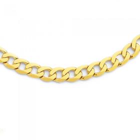 9ct+Gold+55cm+Solid+Curb+Gents+Chain