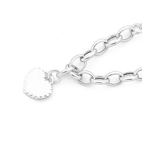 Silver-Diamond-Cut-Heart-Charm-Bracelet on sale