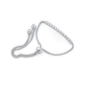 Silver+12+Cubic+Zirconia+Curved+Bar+Friendship+Bracelet