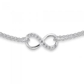Sterling-Silver-Cubic-Zirconia-19cm-Infinity-Looped-Bracelet on sale