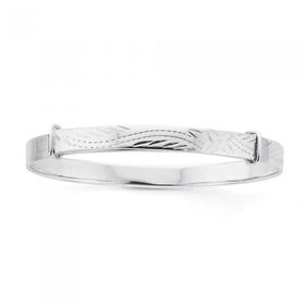 Silver-4x40mm-Engraved-Childrens-Expander-Bangle on sale