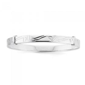 Silver-40mm-Engraved-Adjustable-Bangle on sale