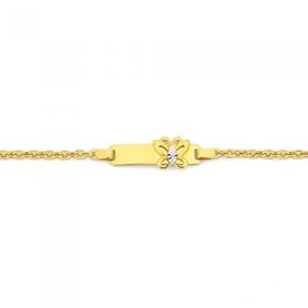 9ct-Gold-145cm-Butterfly-Childs-ID-Bracelet on sale