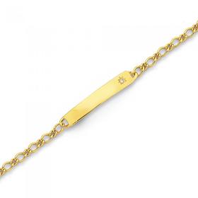 9ct-16cm-Solid-Figaro-11-Diamond-ID-Bracelet on sale