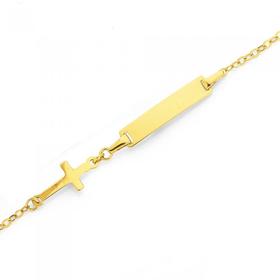 9ct+Gold+16cm+I.D.+Cross+Bracelet