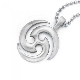 Steel-Round-Satin-Swirl-Blade-Pendant on sale