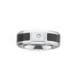 Stainless-Steel-Cubic-Zirconia-and-Black-Line-Gents-Ring on sale