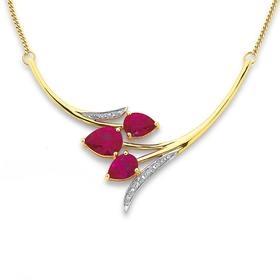 9ct-Created-Ruby-and-Diamond-Tulip-Necklet on sale