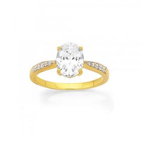 9ct-Cubic-Zirconia-Oval-Dress-Ring on sale