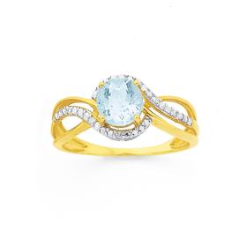 9ct-Aquamarine-Diamond-Dress-Ring on sale