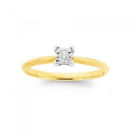 9ct-Gold-Diamond-Square-Solitaire-Ring on sale